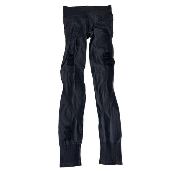 Splendid Leggings Womens X Small Black Grey Distressed Stretch Mid Rise - Picture 2 of 11